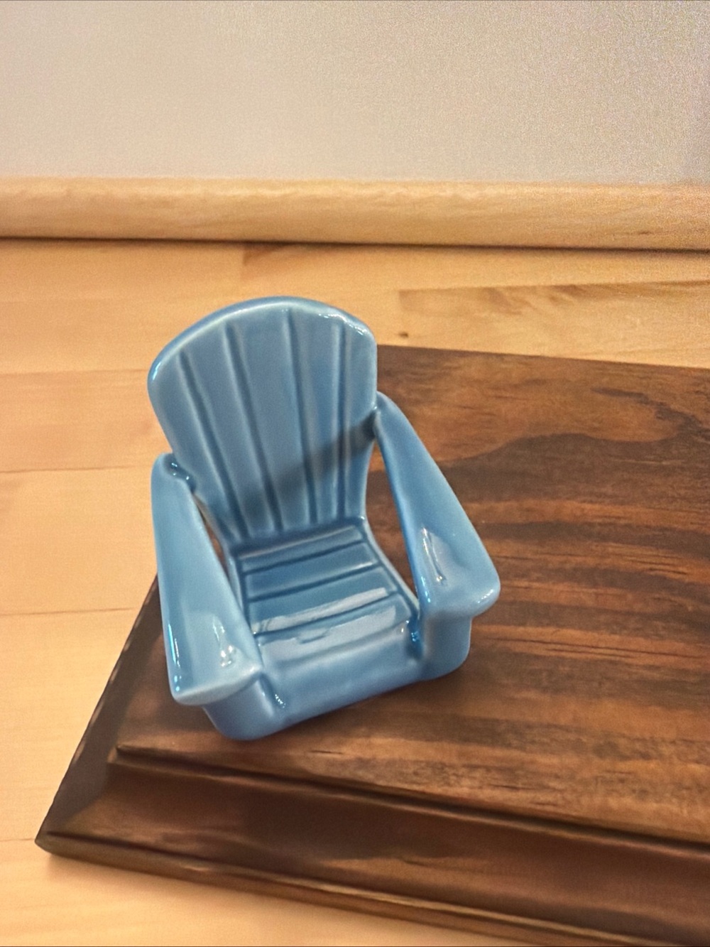 Nora Fleming Light Blue Ceramic Adirondack Chair mini